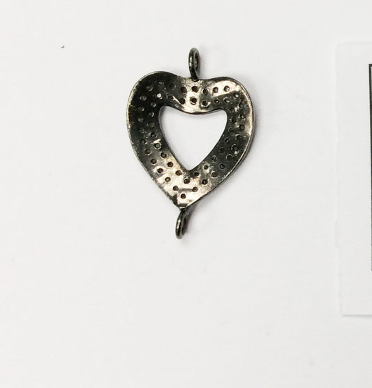 Open Heart Shape Pave Diamond Charm