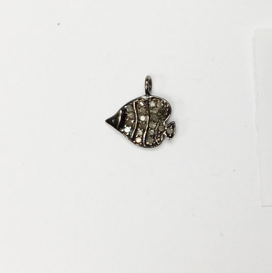 Fish Shape Pave Diamond Charm