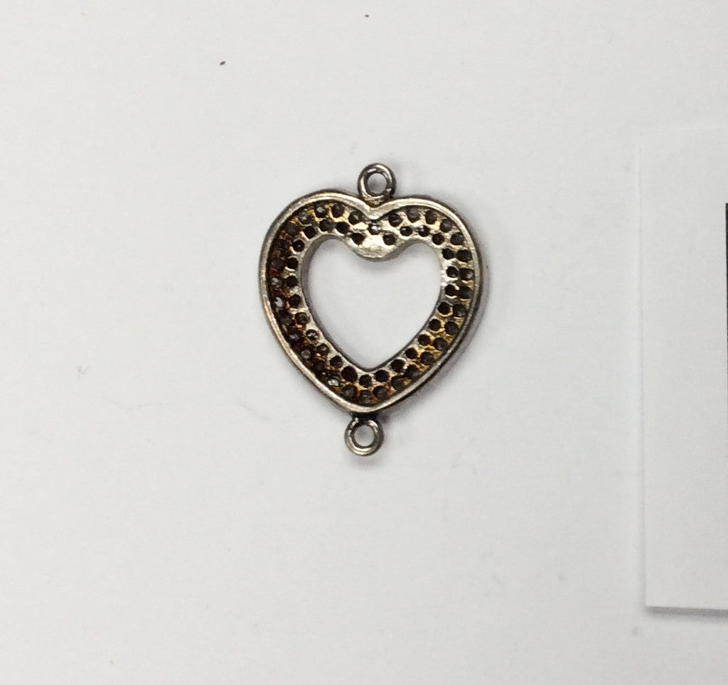 Open Heart Shape Pave Diamond Charm