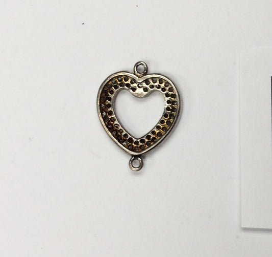 Open Heart Shape Pave Diamond Charm