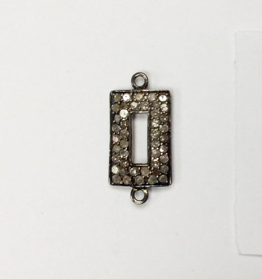 Open Rectangle Pave Diamond Charm