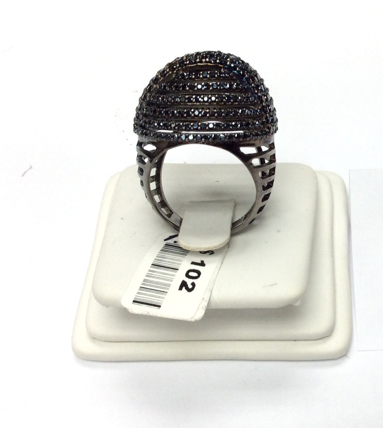 Black Spinel Ring .925 Oxidized Sterling Silver Black Spinal Ring, Genuine handmade pave Black Spinal Ring Size Approx 0.96"(14x23x24 mm)