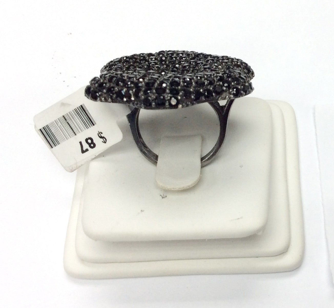 Black Spinel Ring .925 Oxidized Sterling Silver Black Spinal Ring, Genuine handmade pave Black Spinal Ring Size Approx 1.40"(31x35 mm)