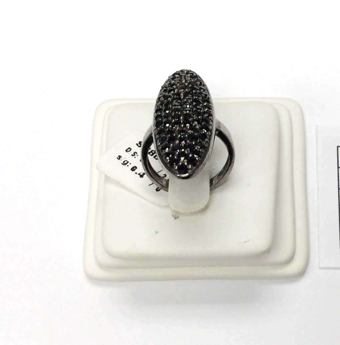 Oval Black Spinal Ring .925 Oxidized Sterling Silver Black Spinal Ring, Genuine handmade pave Black Spinal Ring Size Approx(13x36 mm)