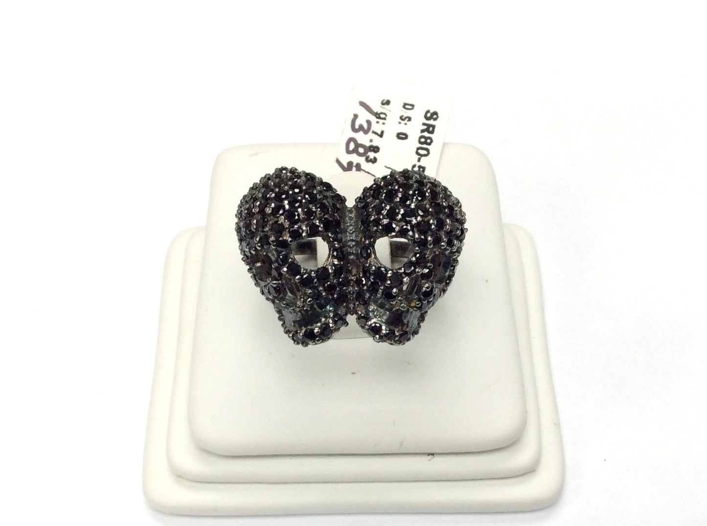 Black Spinel Ring .925 Oxidized Sterling Silver Black Spinal Ring, Genuine handmade pave Black Spinal Ring Size Approx(23x24 mm)