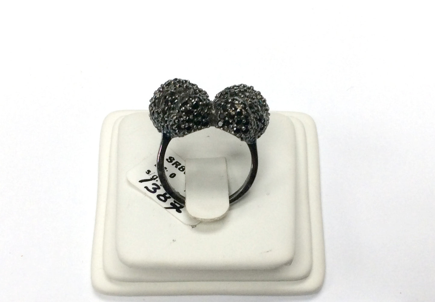 Black Spinel Ring .925 Oxidized Sterling Silver Black Spinal Ring, Genuine handmade pave Black Spinal Ring Size Approx(23x24 mm)