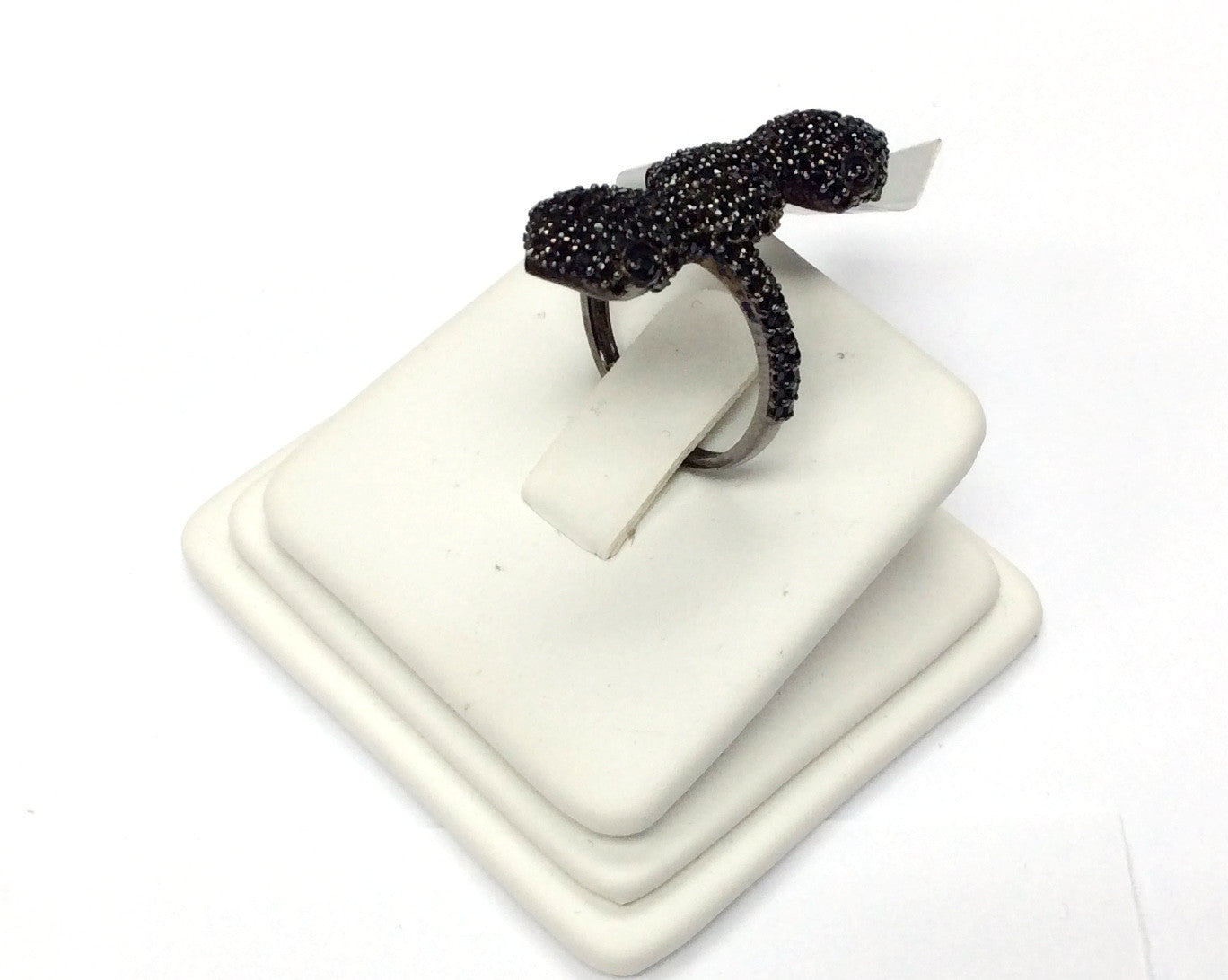 Snake Black Spinal Ring .925 Oxidized Sterling Silver Black Spinal Ring, Genuine handmade pave Black Spinal Ring Size Approx 1.28"(9x32 mm)