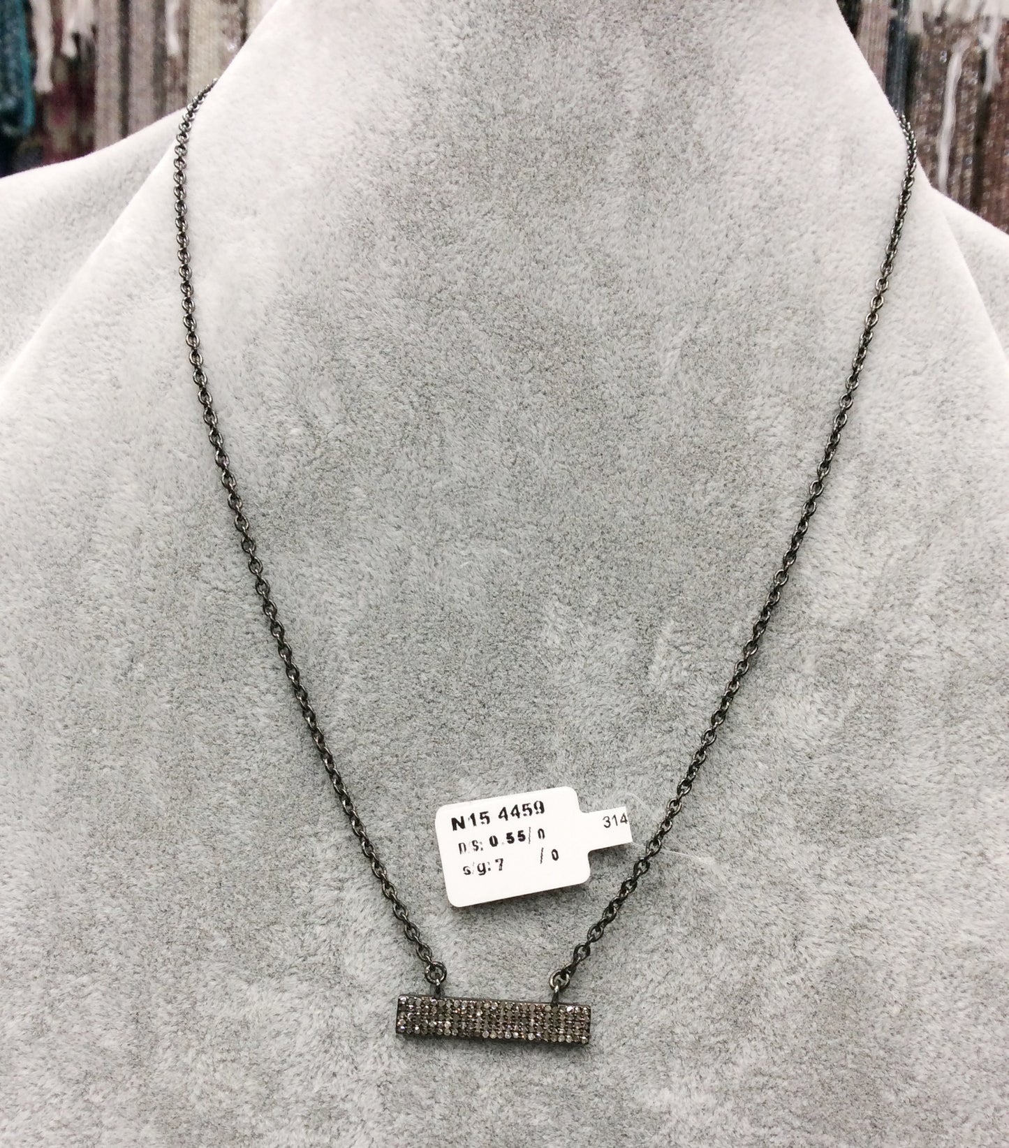 Rectangle Diamond Necklace .925 Oxidized Sterling Silver Diamond Necklace, Genuine handmade pave diamond Necklace Size Approx 1.00"(5 x 25 MM )