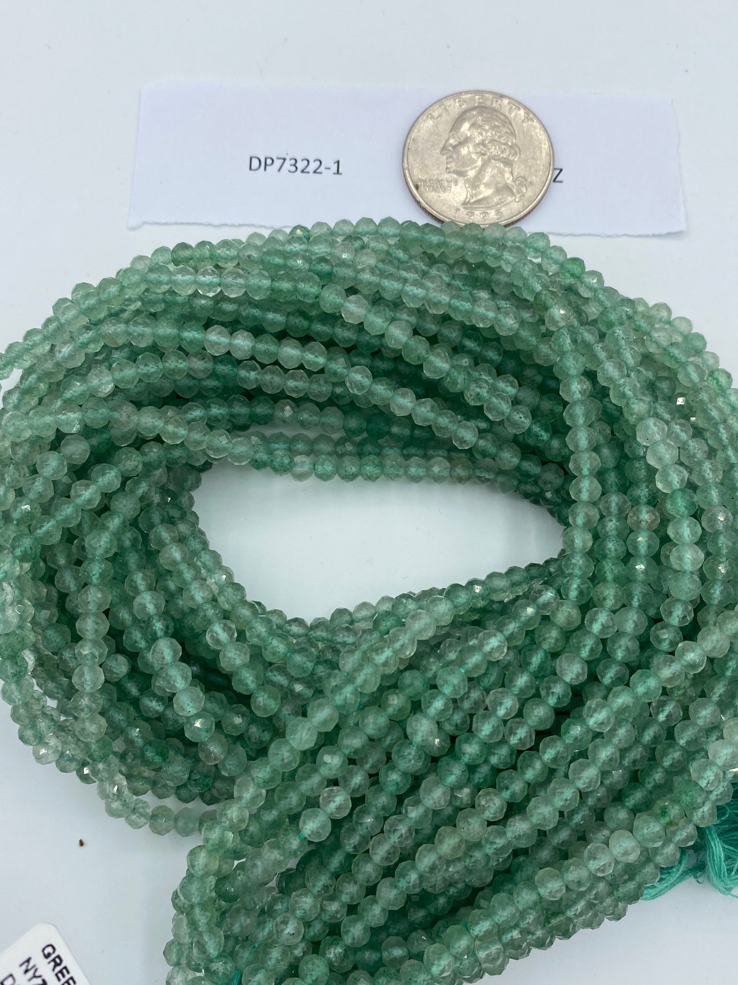 GREEN QUARTZ BEADS ROUND FACETED 3-4MM