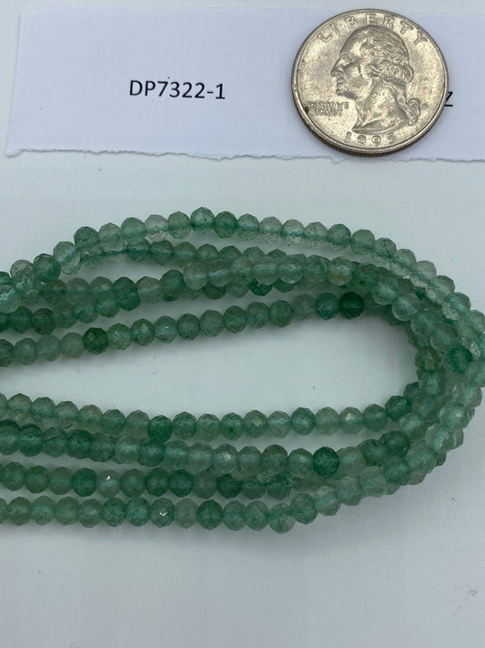Quartz, GREEN QUARTZ BEADS ROUND FACETED 3-4MM
