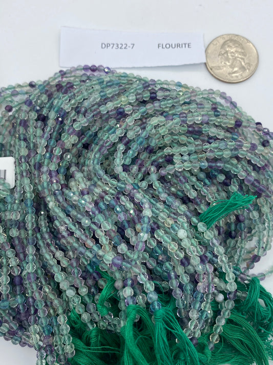 FLOURITE BEADS ROUND FACETED 3-4MM