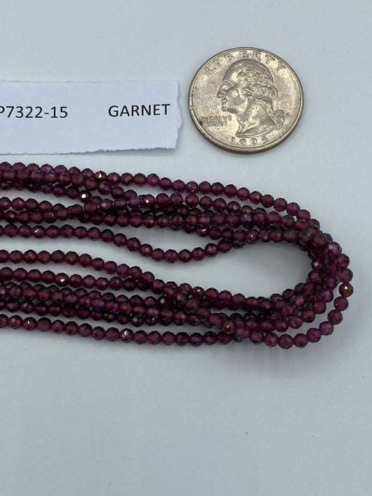 GARNET BEADS ROUND FACETED 3-4MM