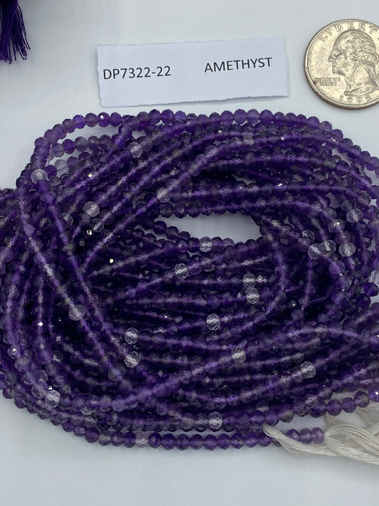 AMETHYST BEADS ROUND FACETED 3-4MM