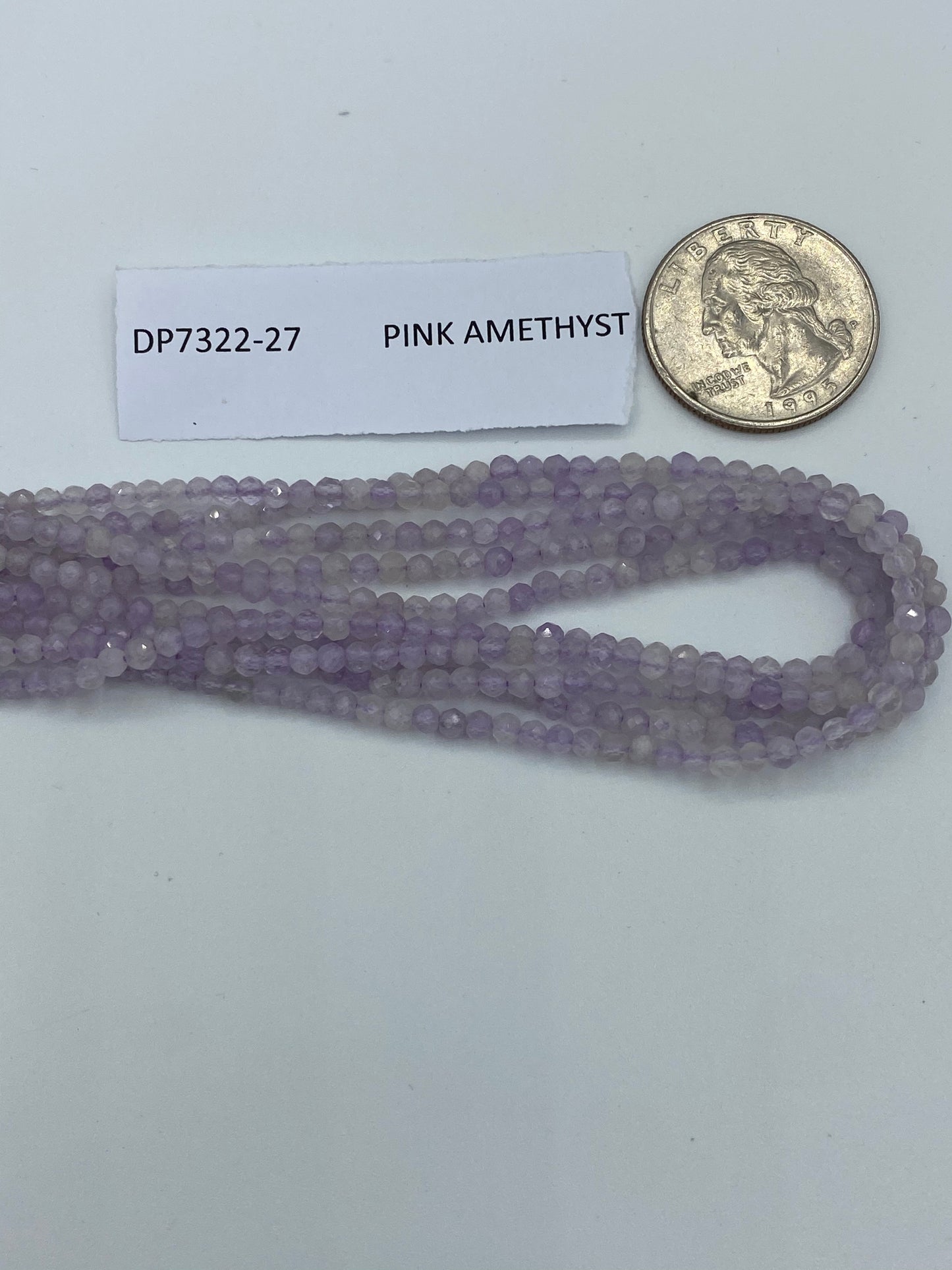 Amethyst, PINK AMETHYST BEADS ROUND FACETED 3-4MM