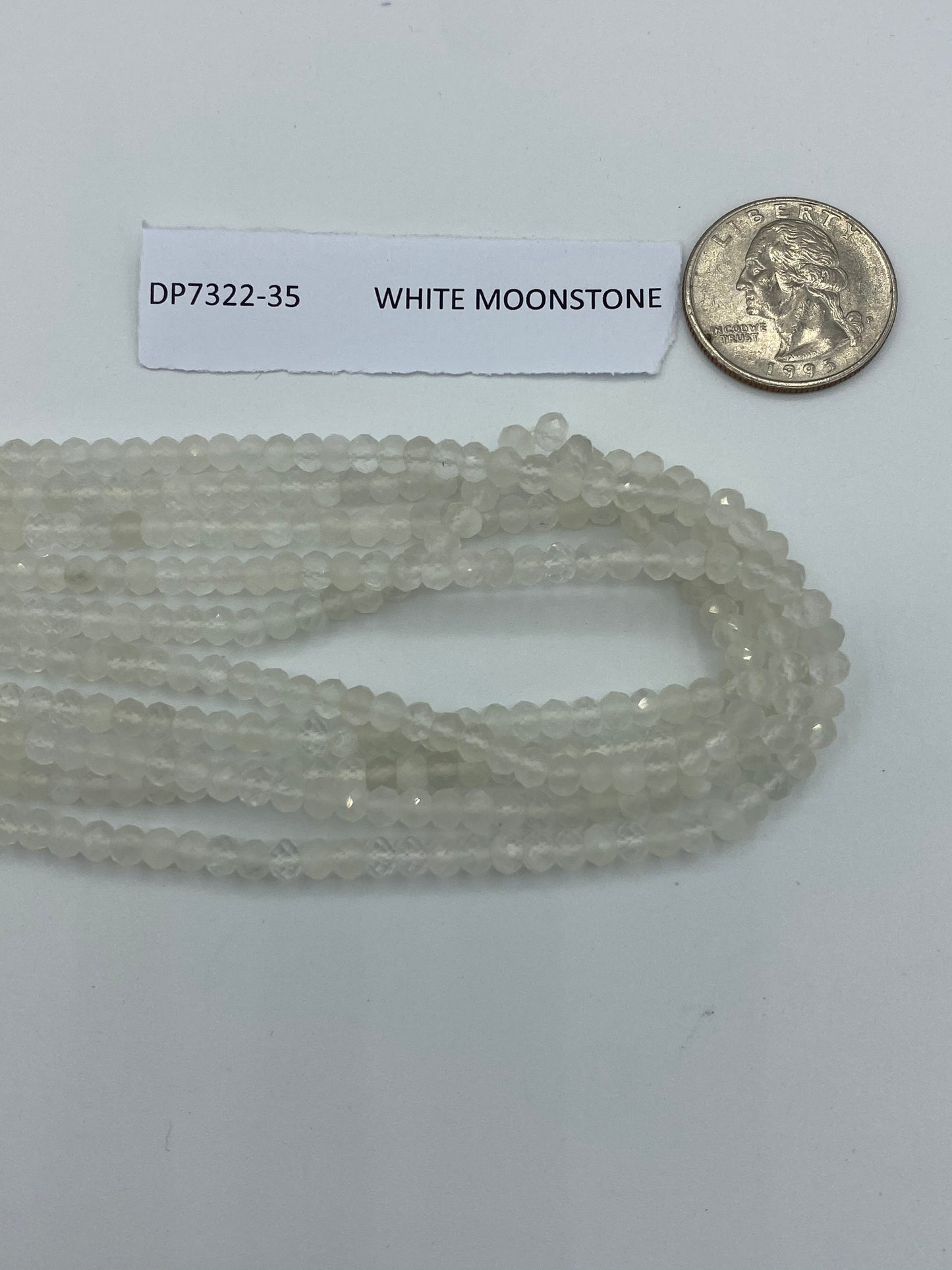 MOONSTONE, WHITE MOONSTONE BEADS ROUND FACETED 3-4MM