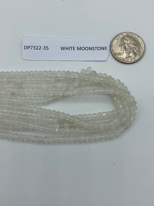 MOONSTONE, WHITE MOONSTONE BEADS ROUND FACETED 3-4MM