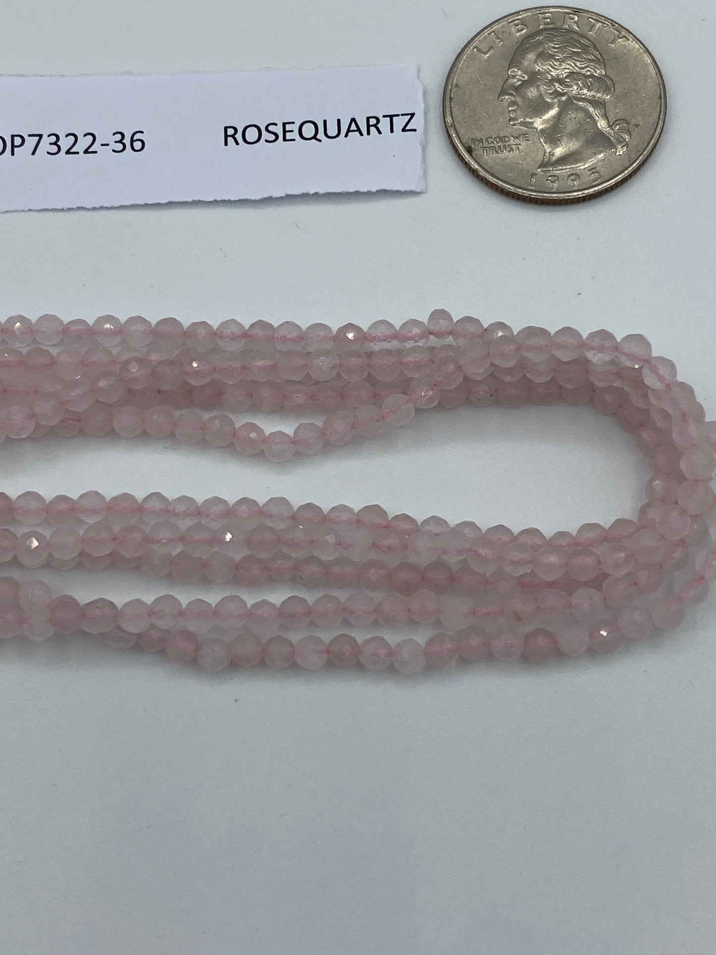 Quartz, ROSEQUARTZ QUARTZ BEADS ROUND FACETED 3-4MM
