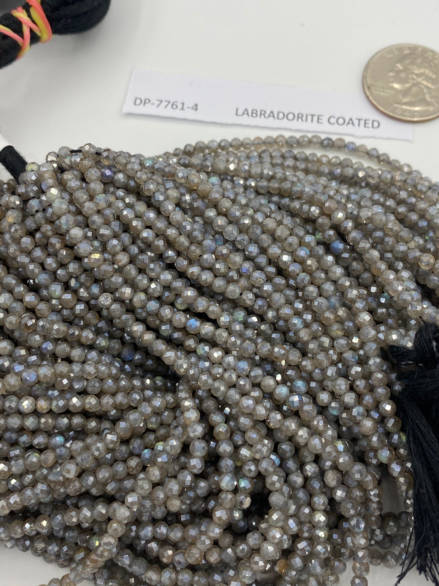 LABRADORITE COATED BEADS ROUND FACETED 3-4MM