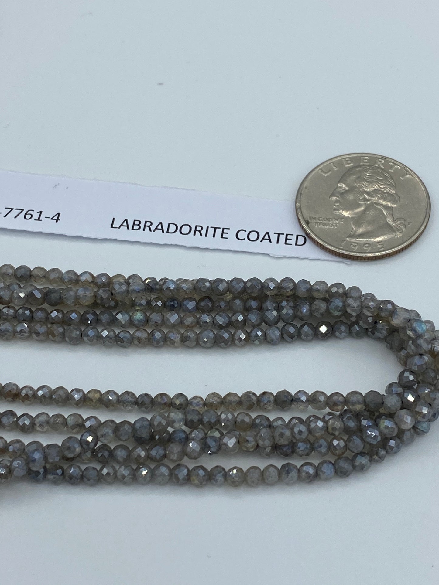 LABRADORITE COATED BEADS ROUND FACETED 3-4MM