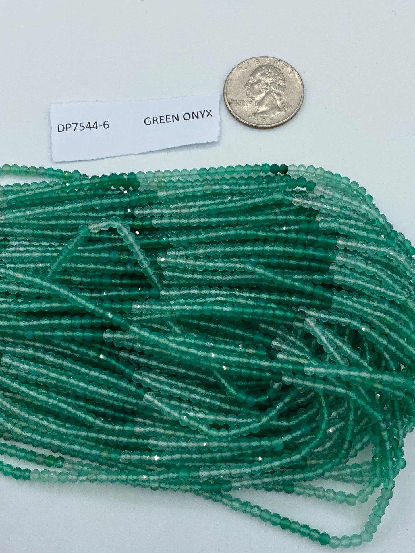 GREEN ONYX BEADS ROUND FACETED 3-4MM