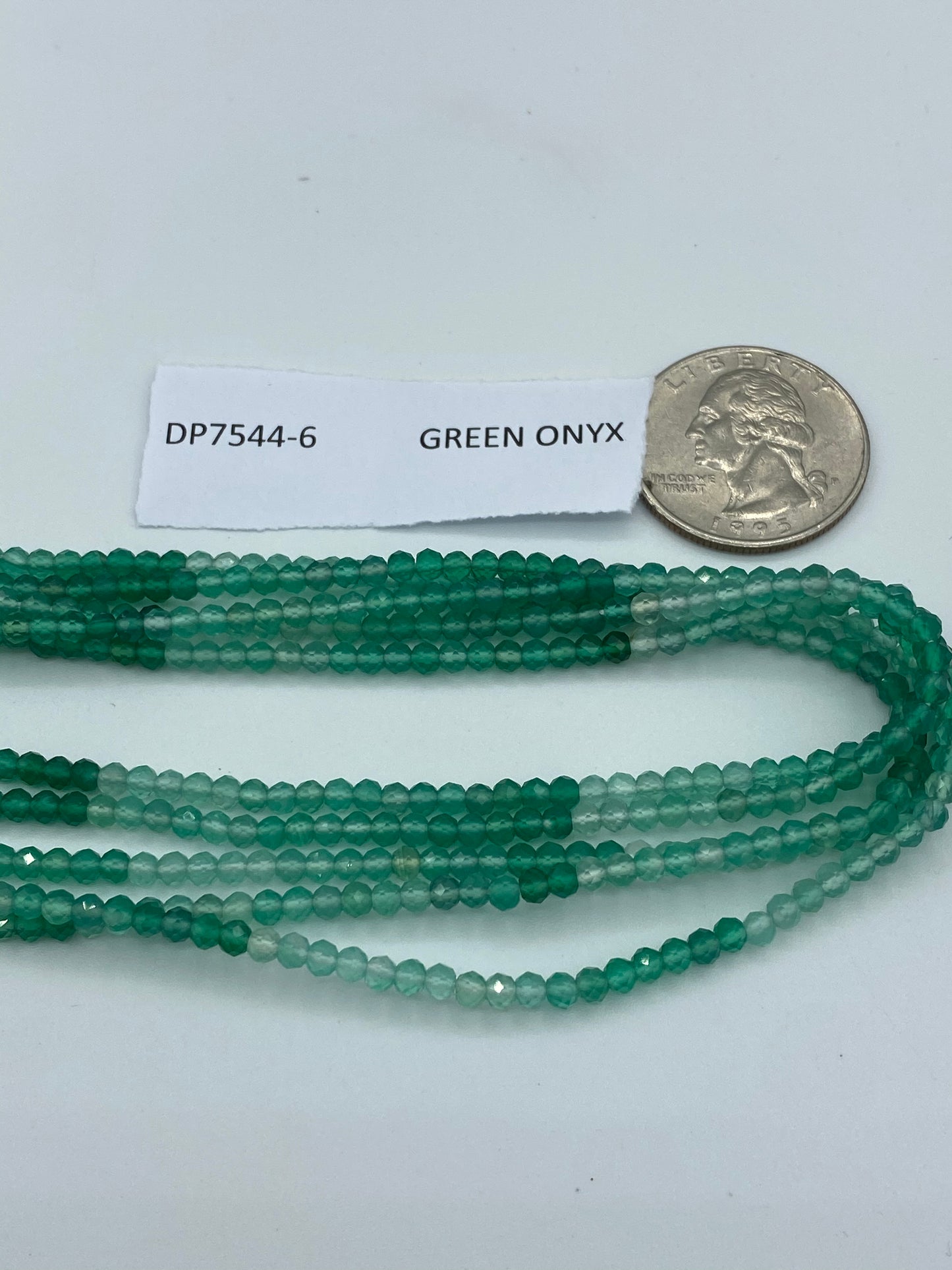 GREEN ONYX BEADS ROUND FACETED 3-4MM