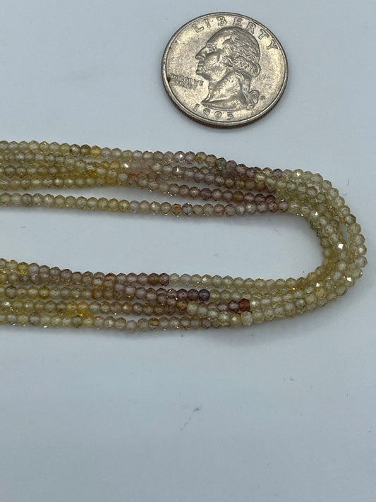 ZIRCON, MULTI ZIRCON BEADS ROUND FACETED 3-4MM