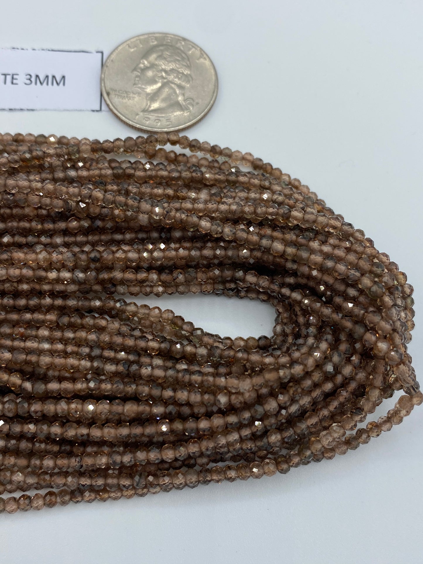 ANDULUSITE BEADS ROUND FACETED 3-4MM