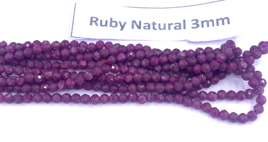 RUBY NATURAL BEADS ROUND FACETED