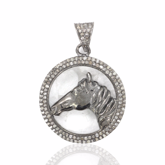 Pave Diamond Detail on , Gorgeous Piece Sizzling Horse Pendant.
