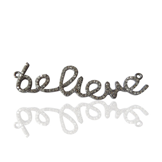 Pave Diamond, Believe Word Diamond Charms, Amazing Piece, Appx 0.60" Long (57 x 14 mm)