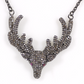 Deer Diamond Necklace .925 Oxidized Sterling Silver Diamond Necklace, Genuine handmade pave diamond Necklace Size Approx 1.40"(35 MM)