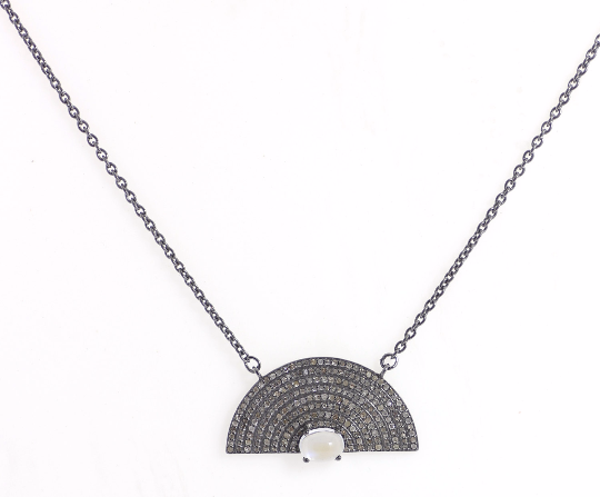 Silver Diamond Pendant .925 Oxidized Sterling Silver Diamond Pendant, Genuine handmade pave diamond Pendant Size Approx 1.40"(17 x 35 MM)