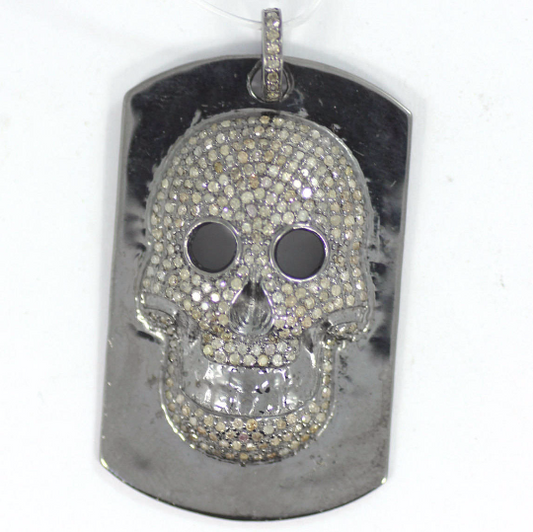 Pave Diamond Charm .925 Oxidized Sterling Silver Diamond Charms, Genuine handmade pave diamond Charm Size 40 x 25 MM