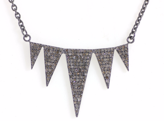 Pave Diamond Necklace .925 Oxidized Sterling Silver Diamond Necklace, Genuine handmade pave diamond Necklace Size 37 x 23 MM