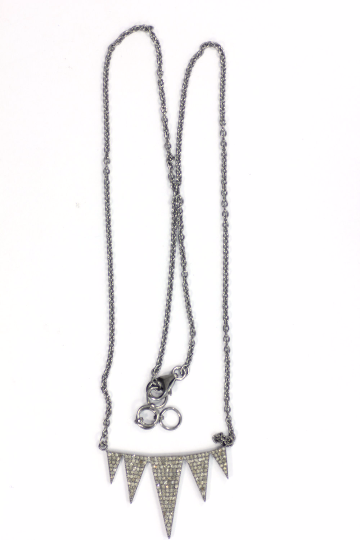 Pave Diamond Necklace .925 Oxidized Sterling Silver Diamond Necklace, Genuine handmade pave diamond Necklace Size 37 x 23 MM