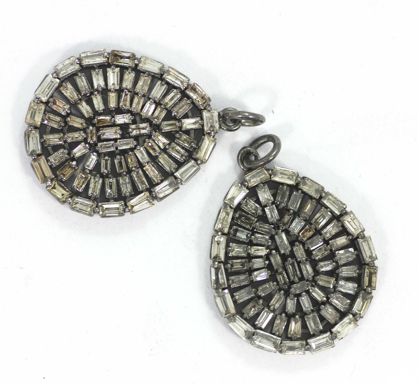 Pear Shape Diamond Pendant .925 Oxidized Sterling Silver Diamond Pendant, Genuine handmade pave diamond Pendant .