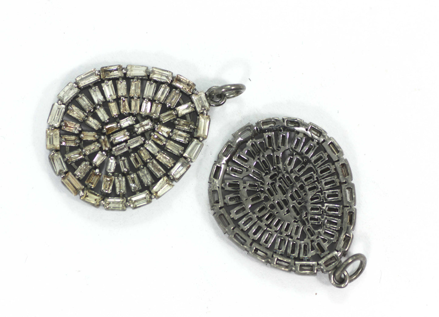 Pear Shape Diamond Pendant .925 Oxidized Sterling Silver Diamond Pendant, Genuine handmade pave diamond Pendant .