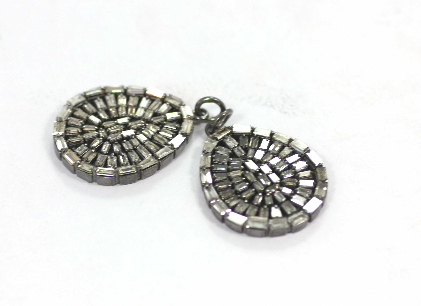 Pear Shape Diamond Pendant .925 Oxidized Sterling Silver Diamond Pendant, Genuine handmade pave diamond Pendant .