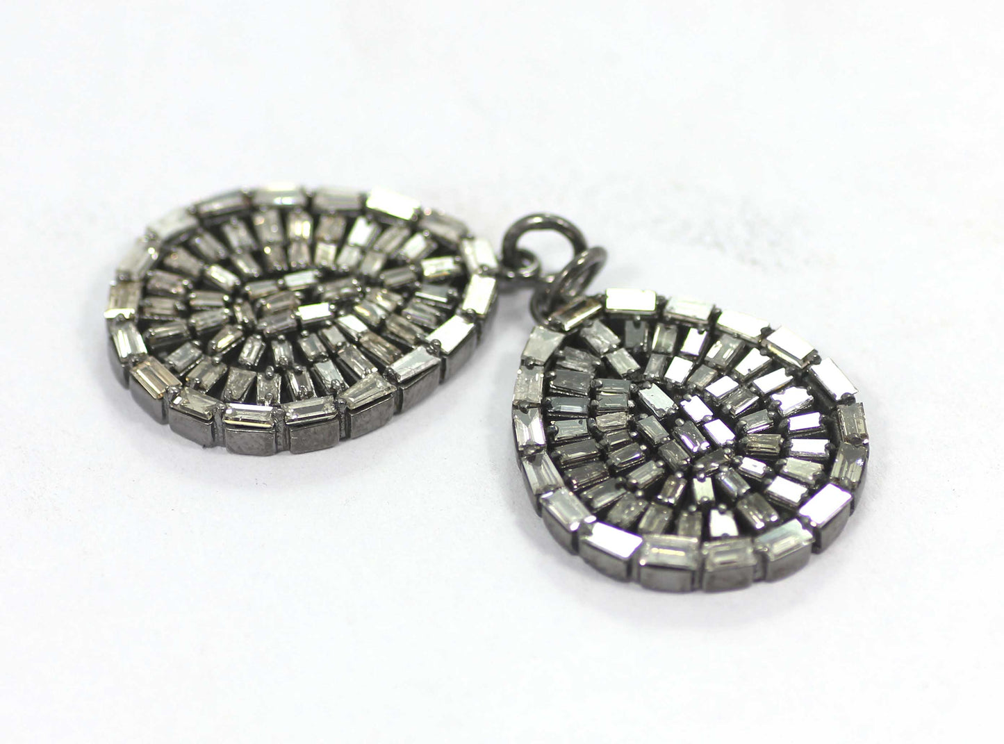 Pear Shape Diamond Pendant .925 Oxidized Sterling Silver Diamond Pendant, Genuine handmade pave diamond Pendant .