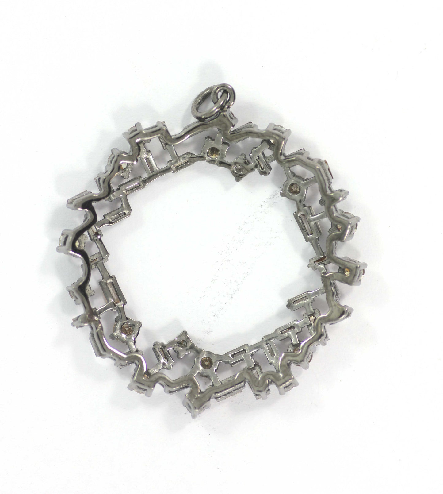 Round Silver Diamond Charm .925 Oxidized Sterling Silver Diamond Charms, Genuine handmade pave diamond Charm.