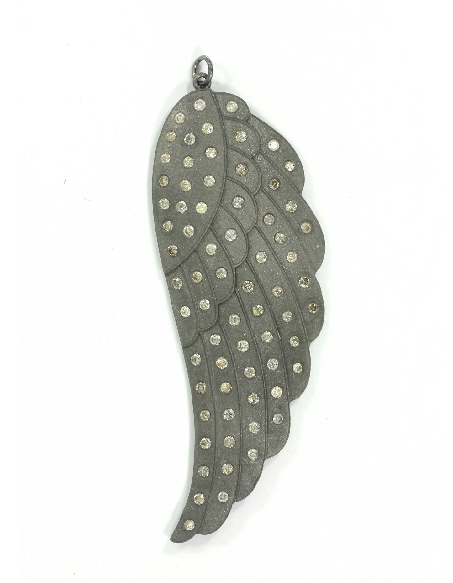Wings Shape Diamond Pendant .925 Oxidized Sterling Silver Diamond Pendant, Genuine handmade pave diamond Pendant.