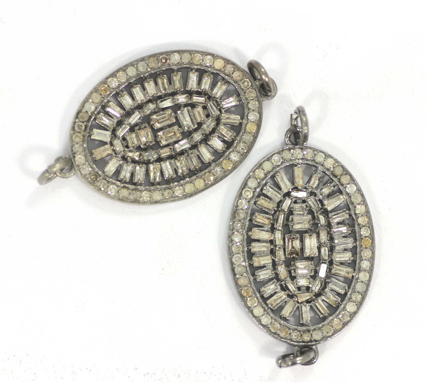 Oval Shape Diamond Pendant .925 Oxidized Sterling Silver Diamond Pendant, Genuine handmade pave diamond Pendant.