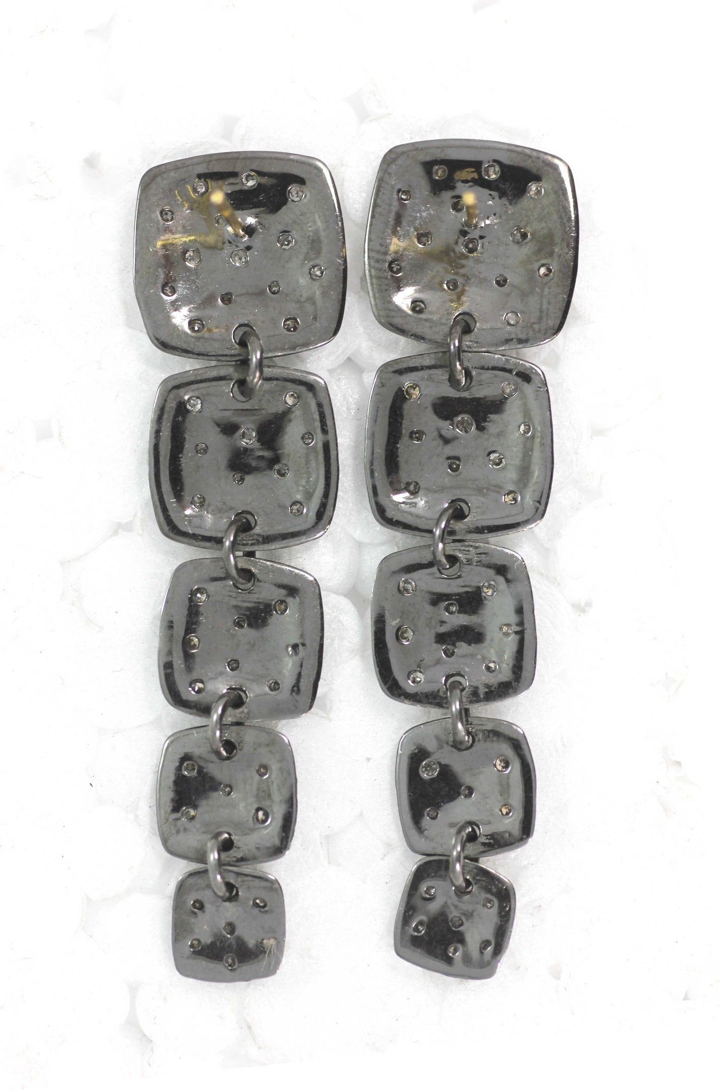 Silver Diamond Earring .925 Oxidized Sterling Silver Diamond Earring, Genuine handmade pave diamond Earring .