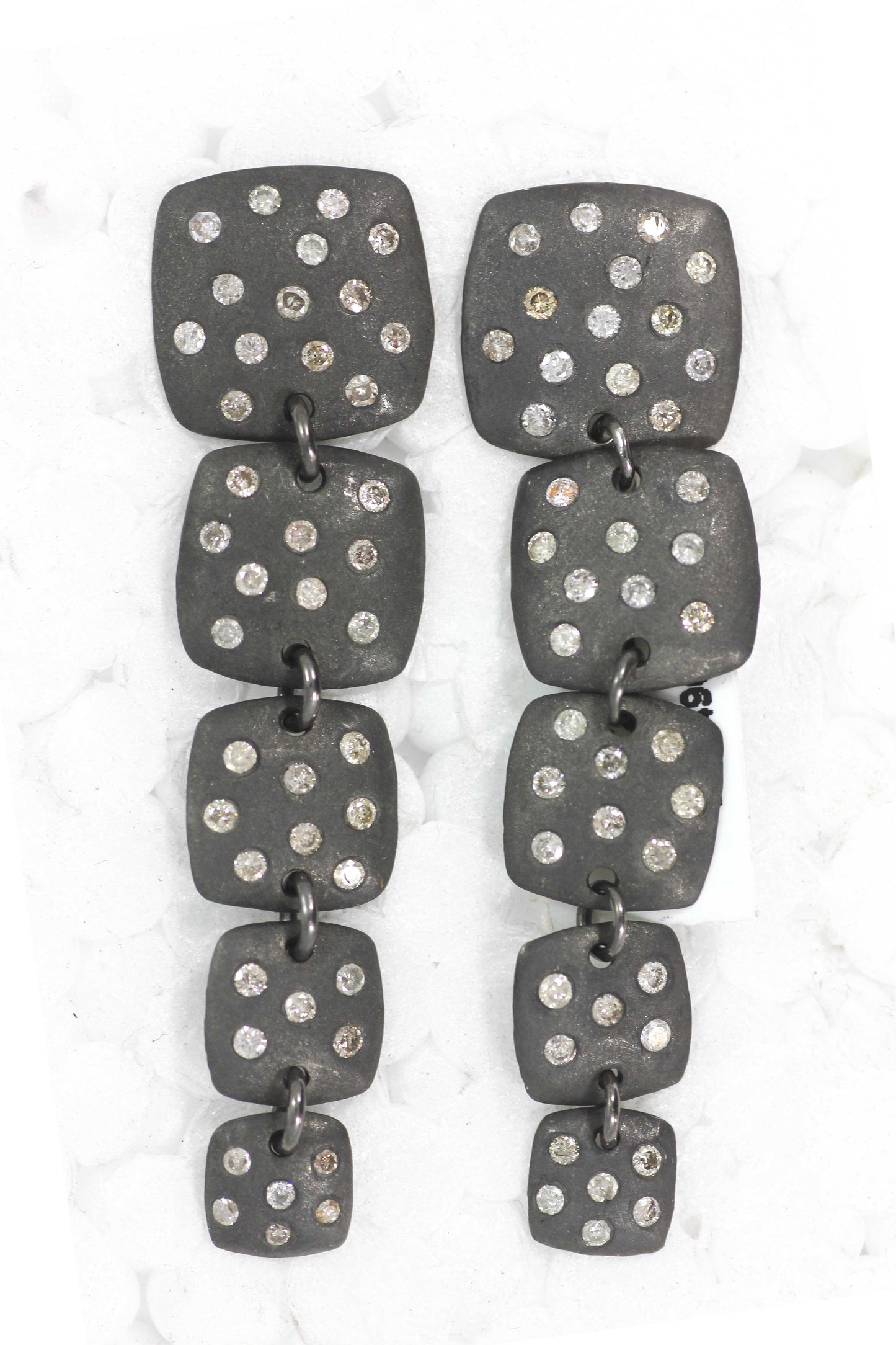 Silver Diamond Earring .925 Oxidized Sterling Silver Diamond Earring, Genuine handmade pave diamond Earring .