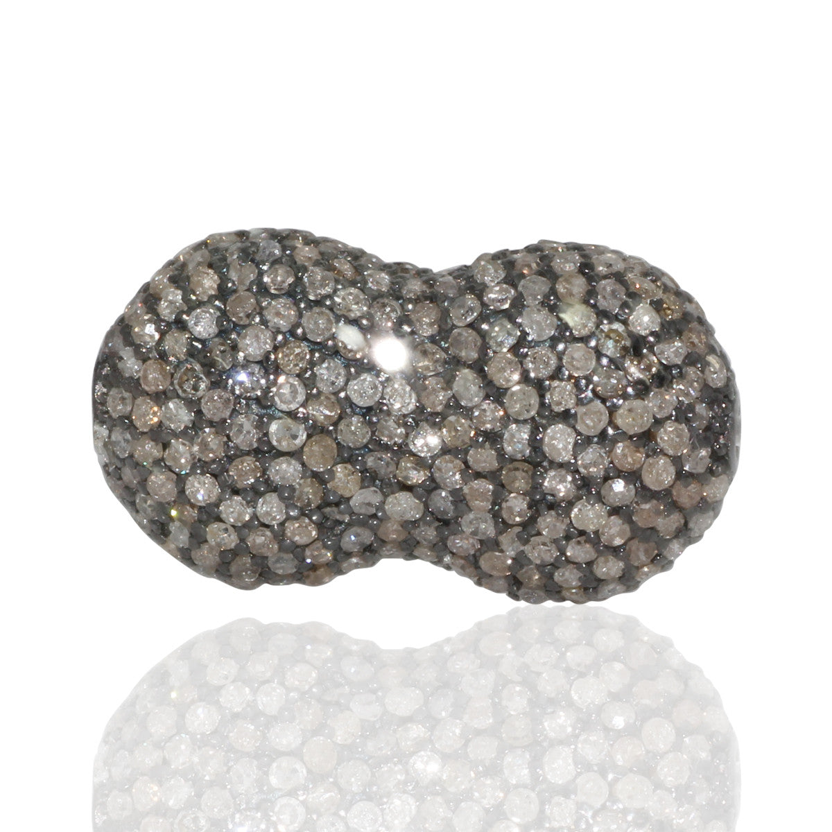 Nuggets Pave Diamond Bead .925 Oxidized Sterling Silver Diamond Beads, Genuine handmade pave diamond Beads Size Approx 0.72"(10 x 18 MM)