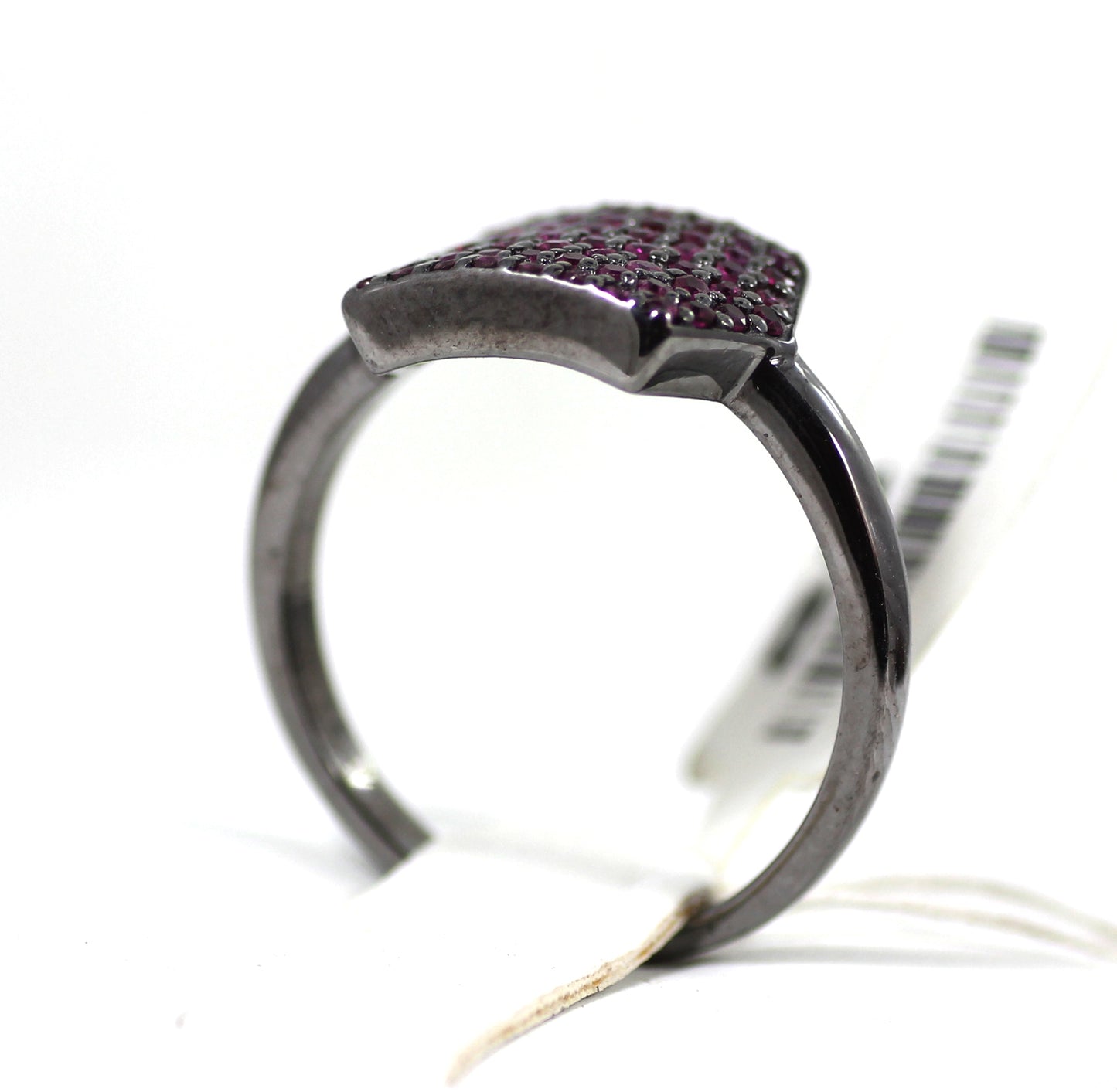Diamond Hexagon Diamond Ring, Pave Diamond Ring, Pave Hexagon Ring, Approx 8 x 13mm. Sterling Silver