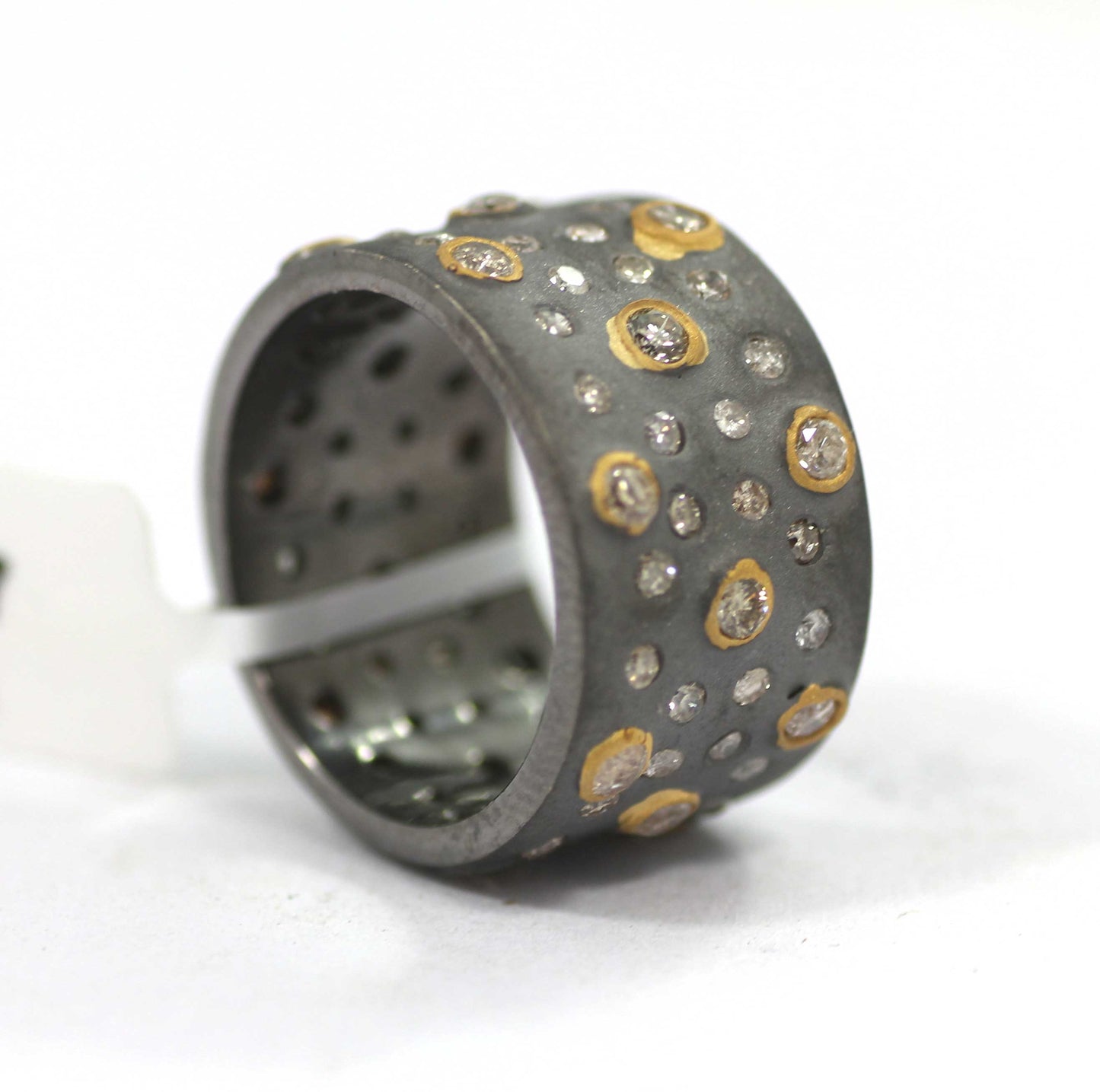 Silver Pave Diamond Ring .925 Oxidized Sterling Silver Diamond Ring