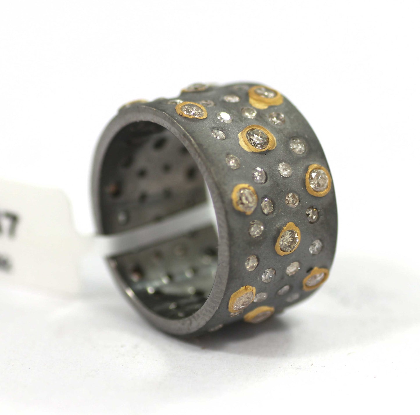 Silver Pave Diamond Ring .925 Oxidized Sterling Silver Diamond Ring