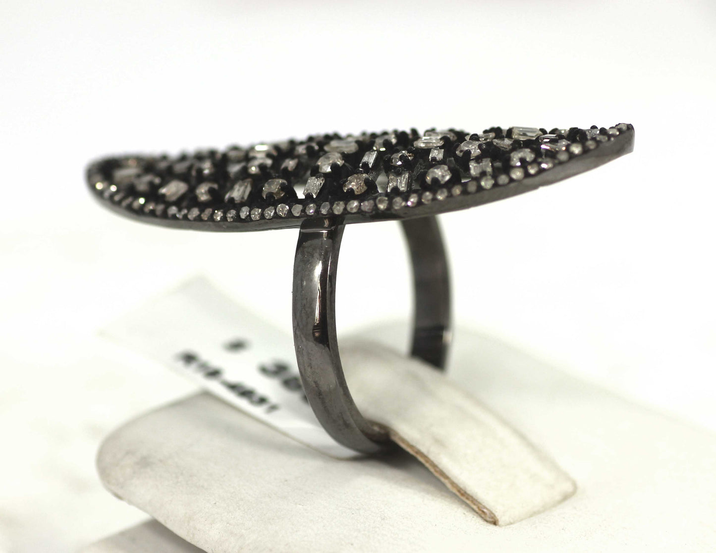 Oval Shape Silver Pave Diamond Ring .925 Oxidized Sterling Silver Diamond Ring, Genuine handmade pave diamond Ring