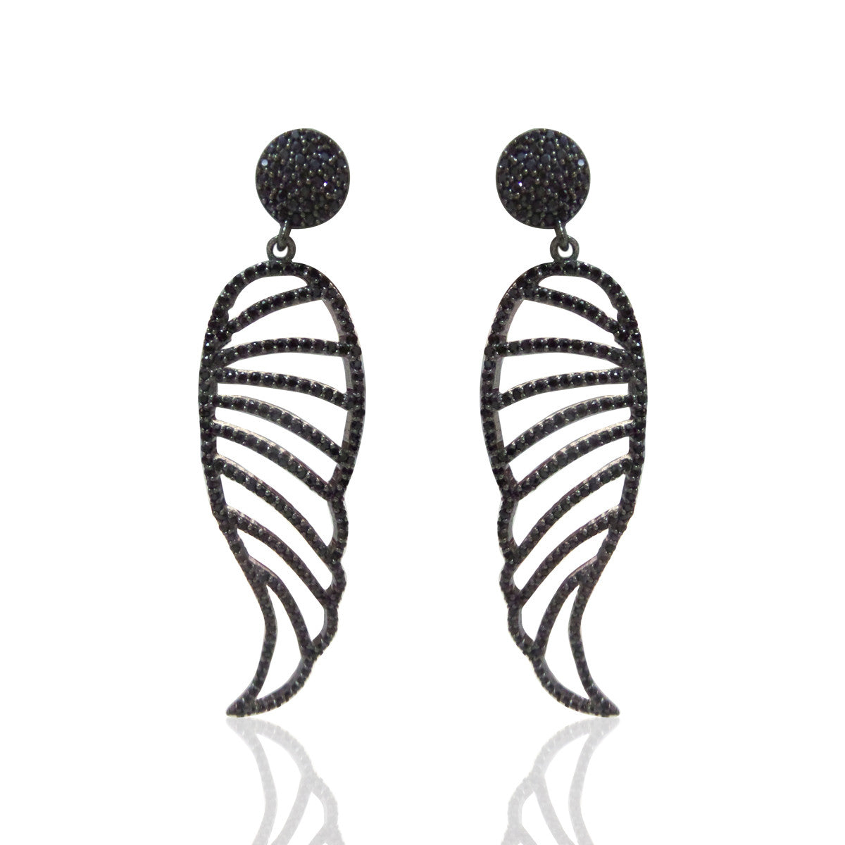 Wings Black Spinel Earring
